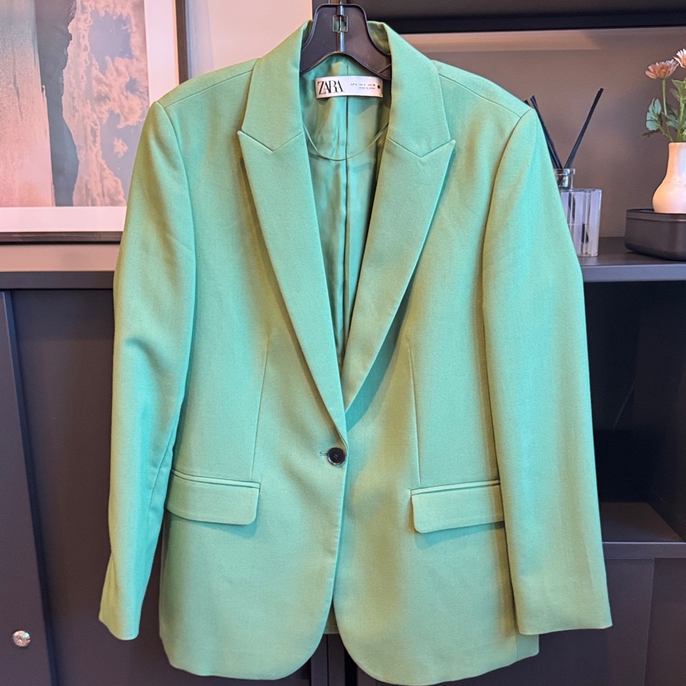 Zara Light Green Tailored Blazer- Size Large